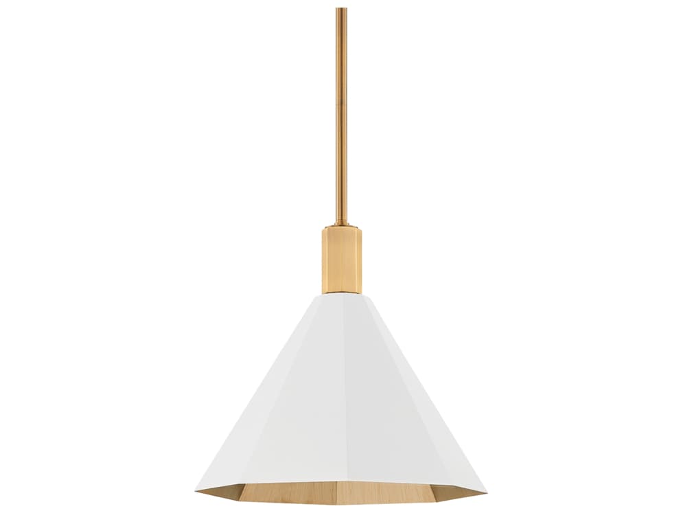 Troy Lighting Huntley 1-Light Patina Brass White Pendant