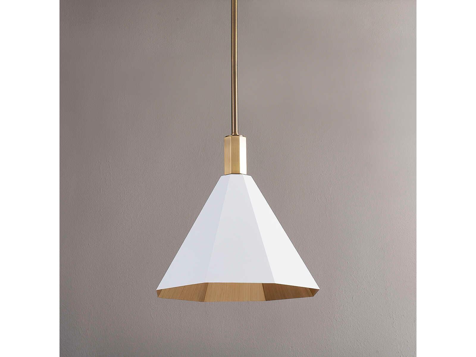 Troy Lighting Huntley 1-Light Patina Brass White Pendant