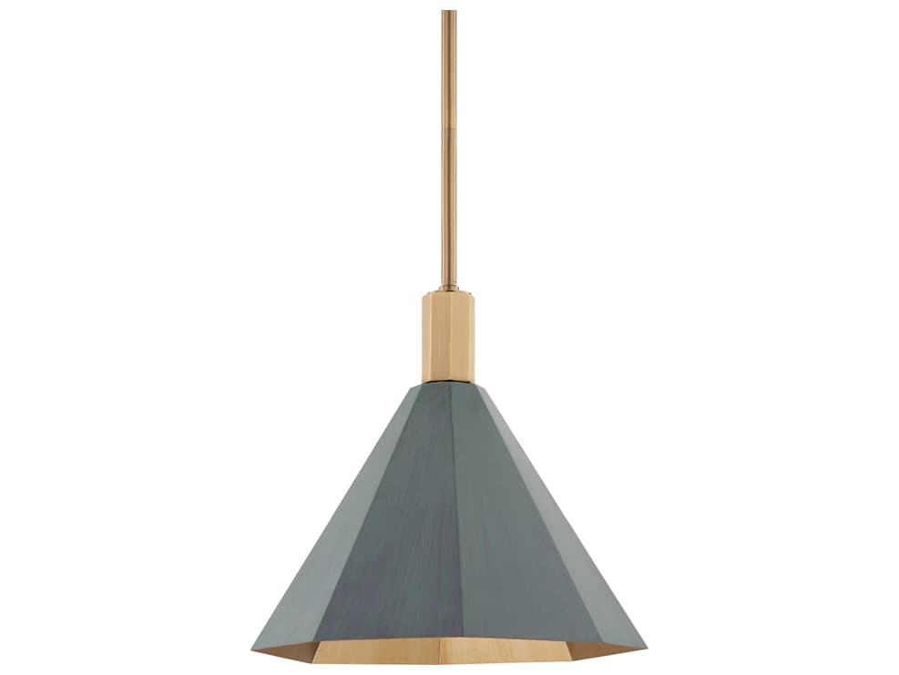 Troy Lighting Huntley 1-Light Patina Brass Gray Pendant