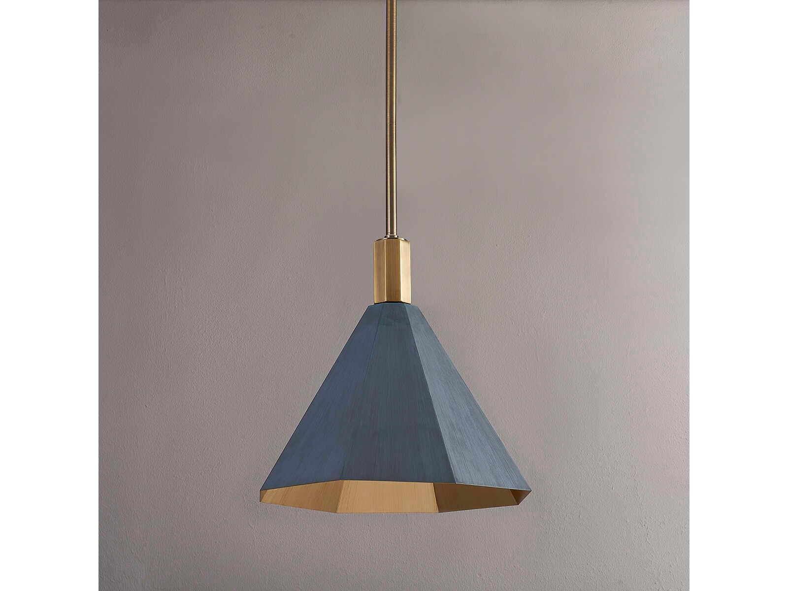 Troy Lighting Huntley 1-Light Patina Brass Gray Pendant