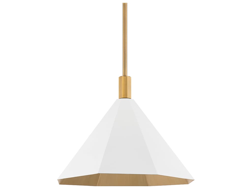 Troy Lighting Huntley 1-Light Patina Brass White Pendant