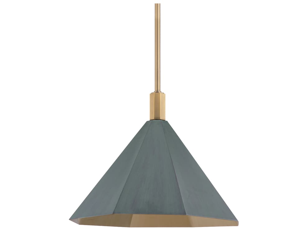 Troy Lighting Huntley 1-Light Patina Brass Gray Pendant