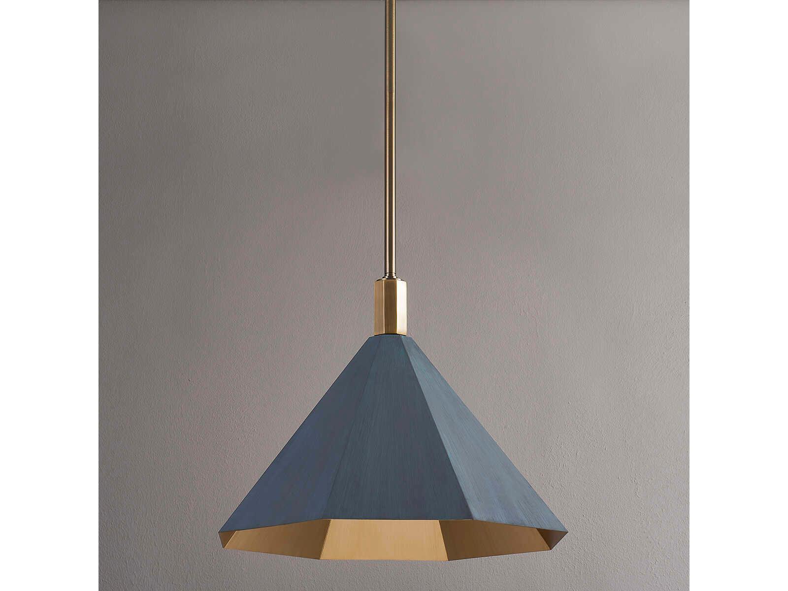 Troy Lighting Huntley 1-Light Patina Brass Gray Pendant