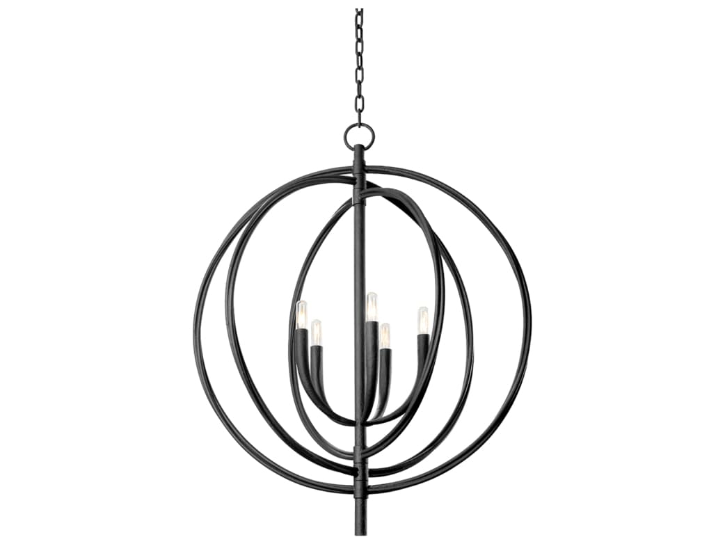 Troy Lighting Fillea 5-Light Black Iron Globe Chandelier