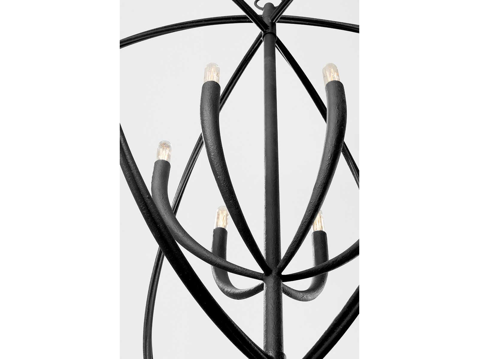 Troy Lighting Fillea 5-Light Black Iron Globe Chandelier