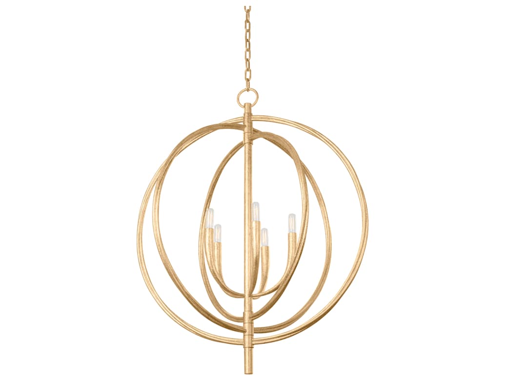 Troy Lighting Fillea 5-Light Vintage Gold Leaf Globe Chandelier