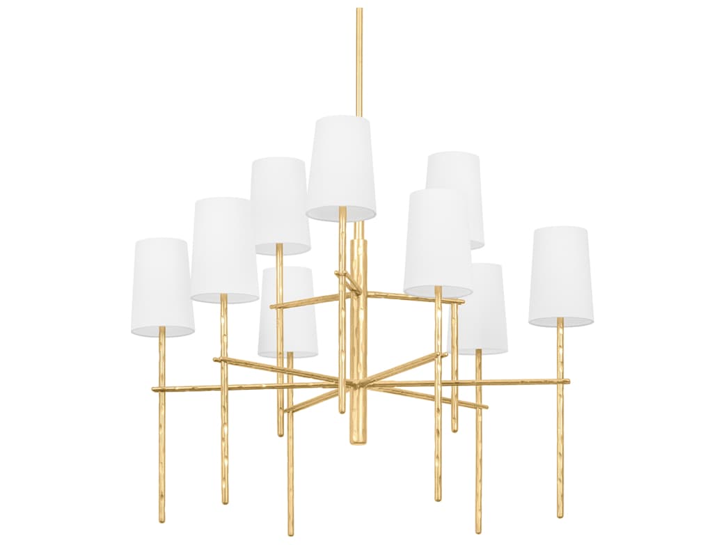 Troy Lighting River 9-Light Vintage Gold Leaf Empire Chandelier