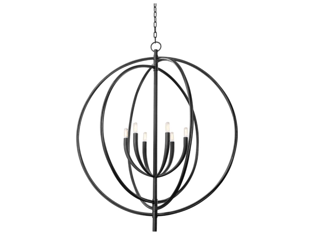 Troy Lighting Fillea 6-Light Black Iron Globe Chandelier