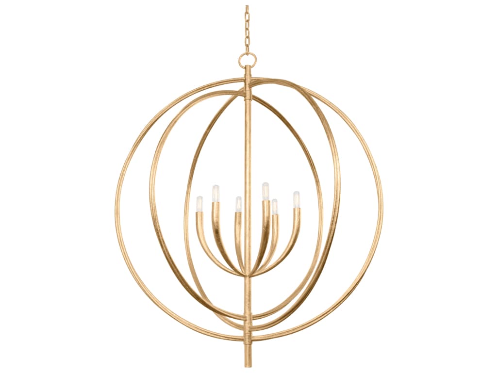 Troy Lighting Fillea 6-Light Vintage Gold Leaf Globe Chandelier