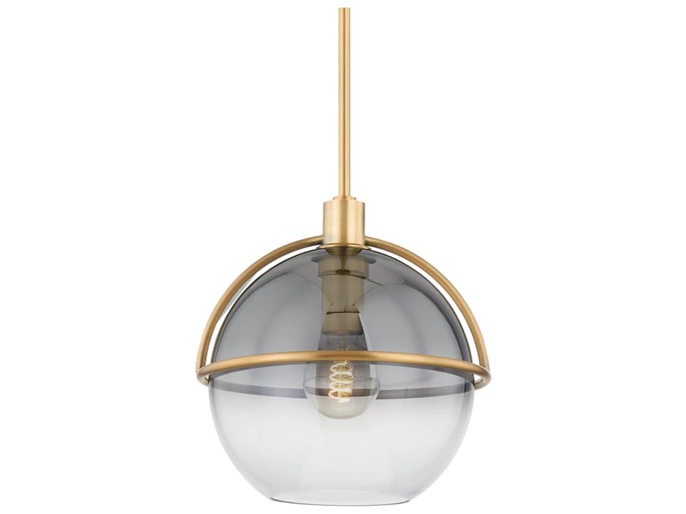 Troy Lighting Ivins 1-Light Patina Brass Glass Globe Mini Pendant