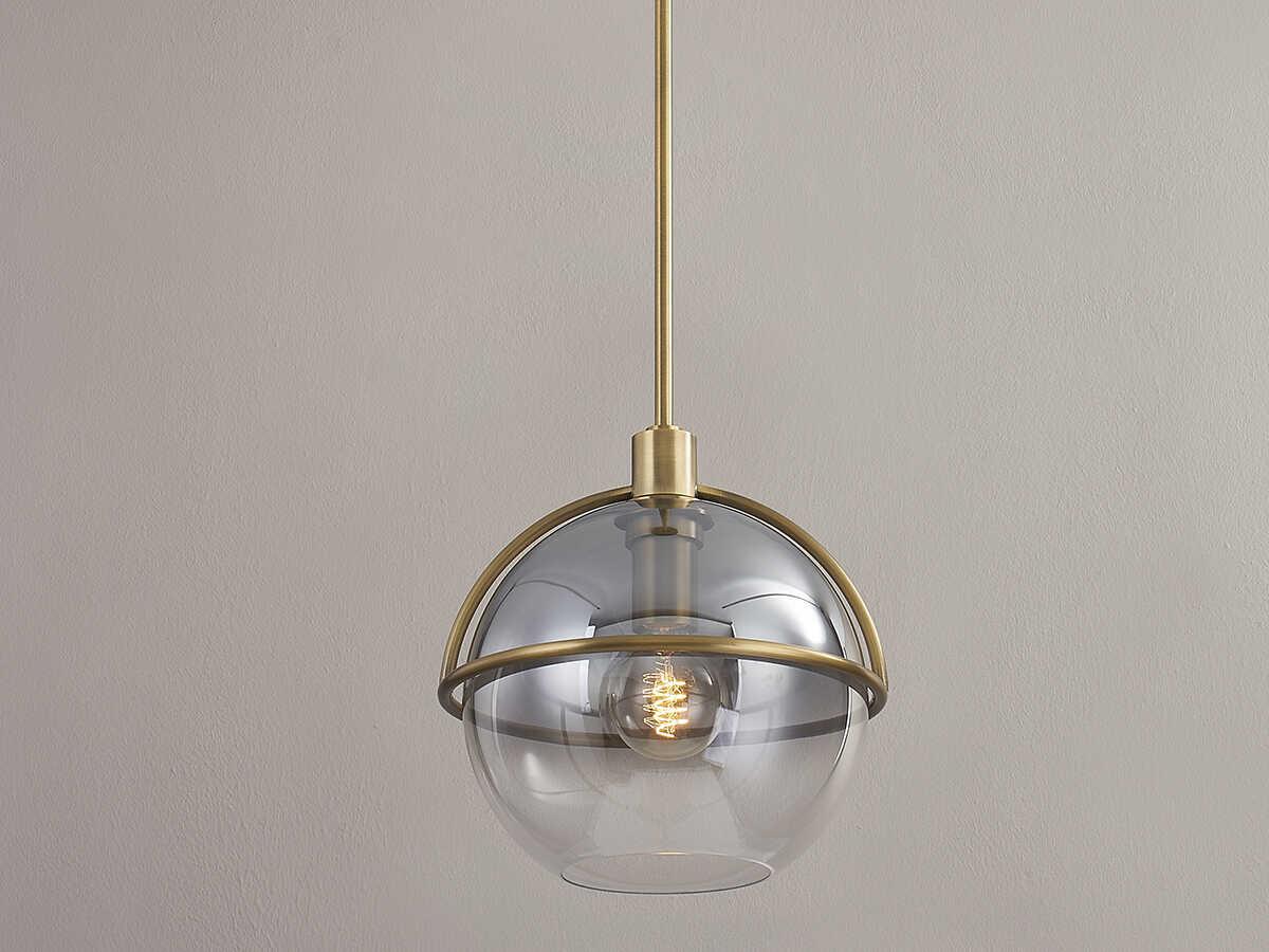 Troy Lighting Ivins 1-Light Patina Brass Glass Globe Mini Pendant