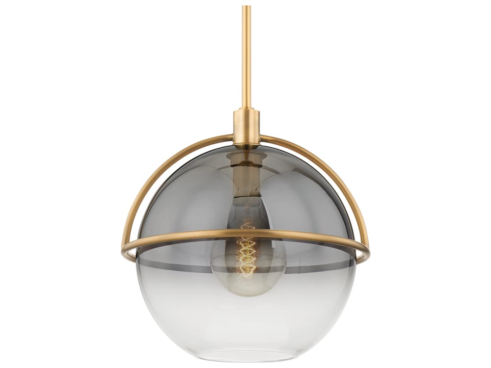 Troy Lighting Ivins 1-Light Patina Brass Glass Globe Pendant