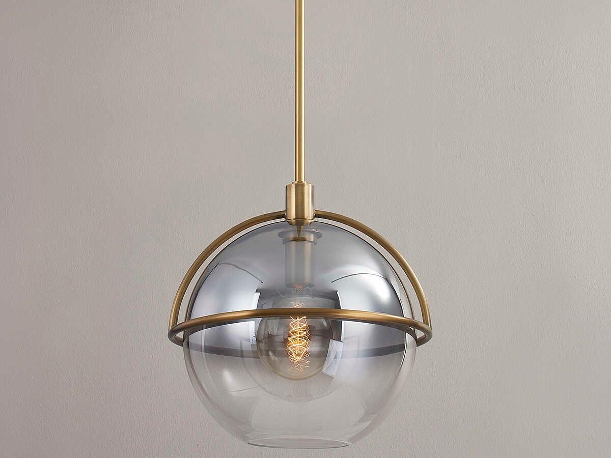 Troy Lighting Ivins 1-Light Patina Brass Glass Globe Pendant