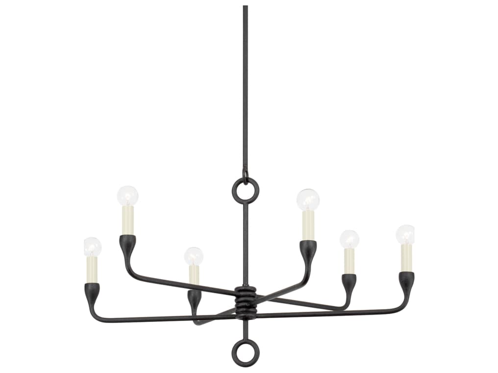 Troy Lighting Orson 6-Light Black Iron Candelabra Chandelier