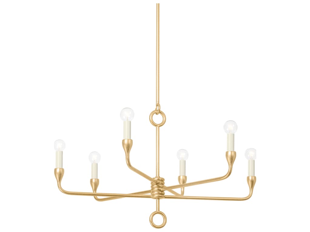 Troy Lighting Orson 6-Light Vintage Gold Leaf Candelabra Chandelier