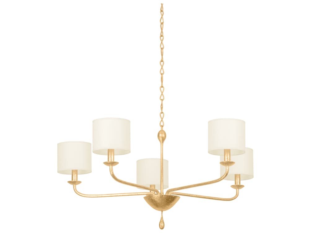 Troy Lighting Osmond 5-Light Vintage Gold Leaf Drum Chandelier