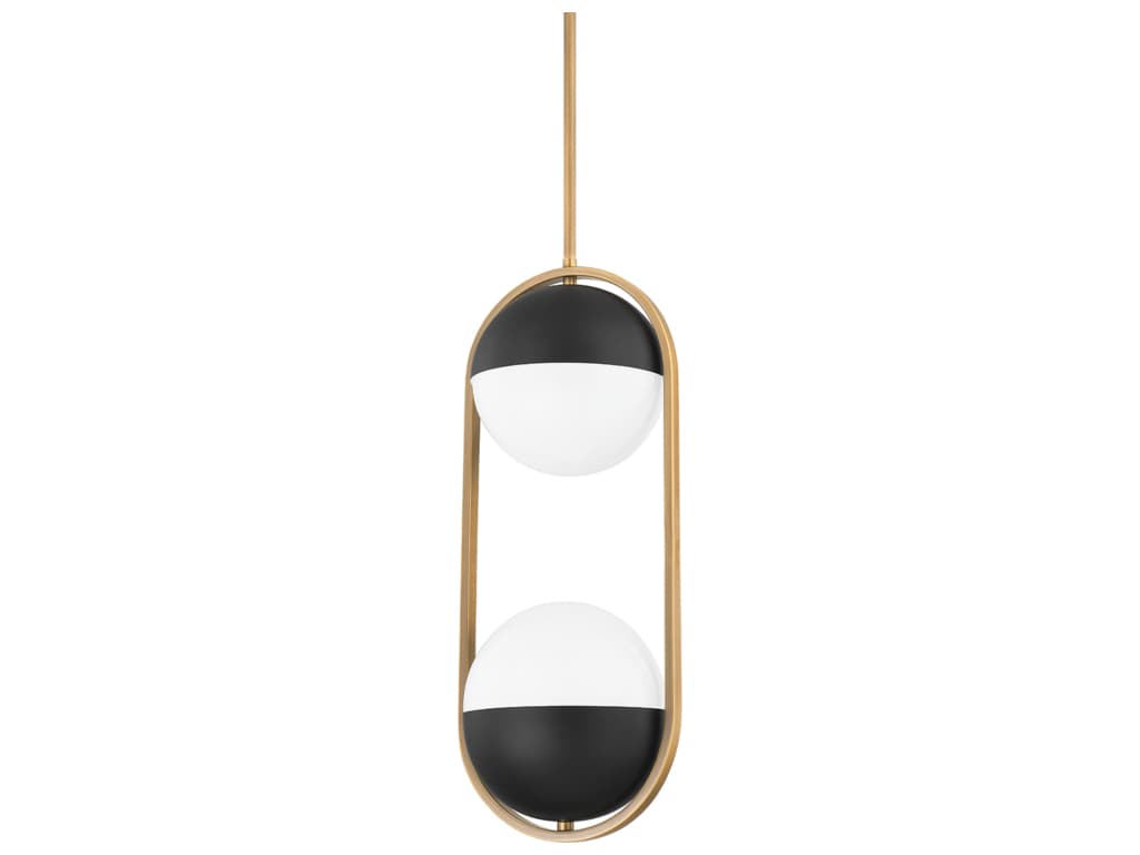 Troy Lighting Willard 2-Light Patina Brass Glass Globe Mini Pendant