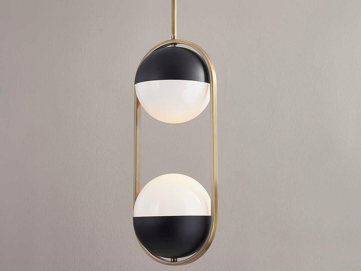 Troy Lighting Willard 2-Light Patina Brass Glass Globe Mini Pendant