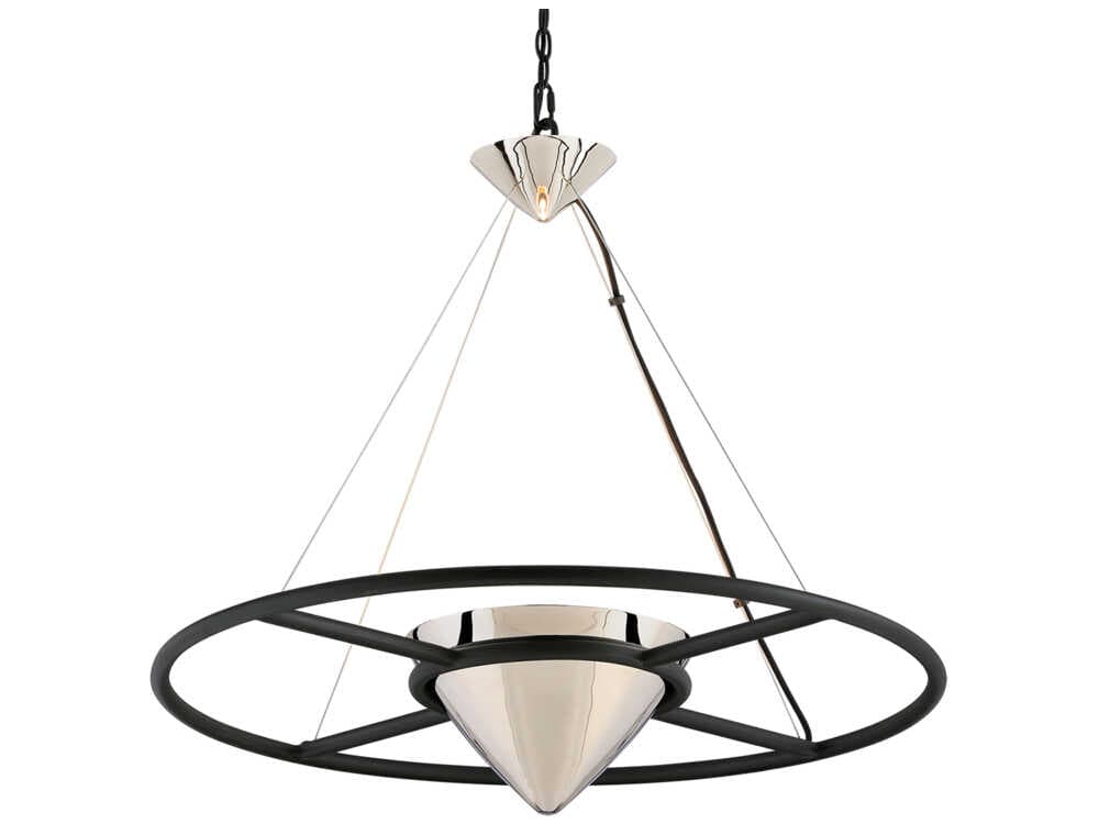 Troy Lighting Zero Gravity 1-Light Carbide Black Polished Nickel LED Geometric Pendant