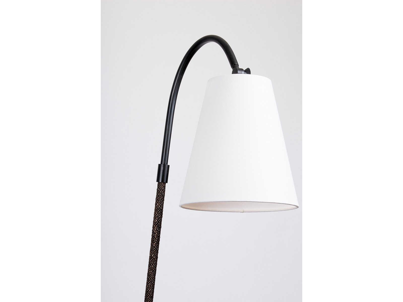 Troy Lighting Holliston Forged Iron White Linen Black Floor Lamp