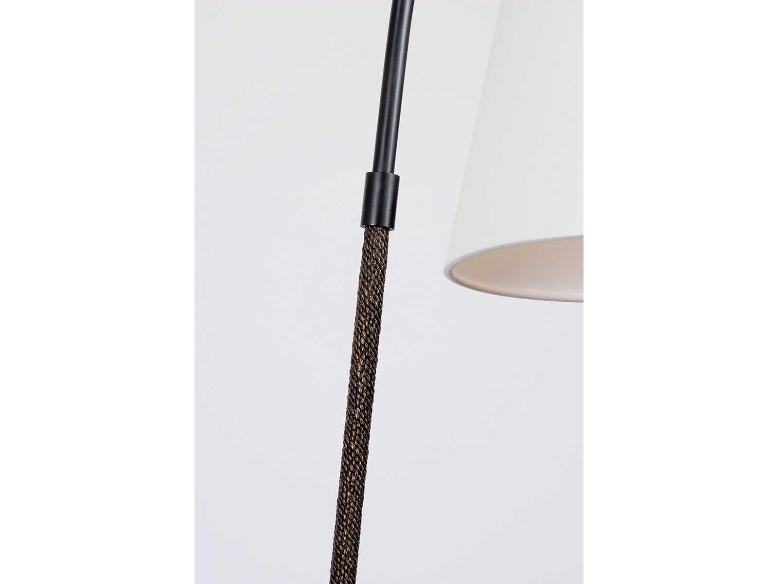 Troy Lighting Holliston Forged Iron White Linen Black Floor Lamp