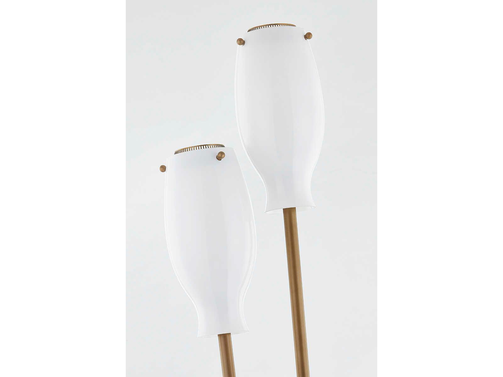 Troy Lighting Geyser Patina Brass Opal Glossy Glass Floor Lamp