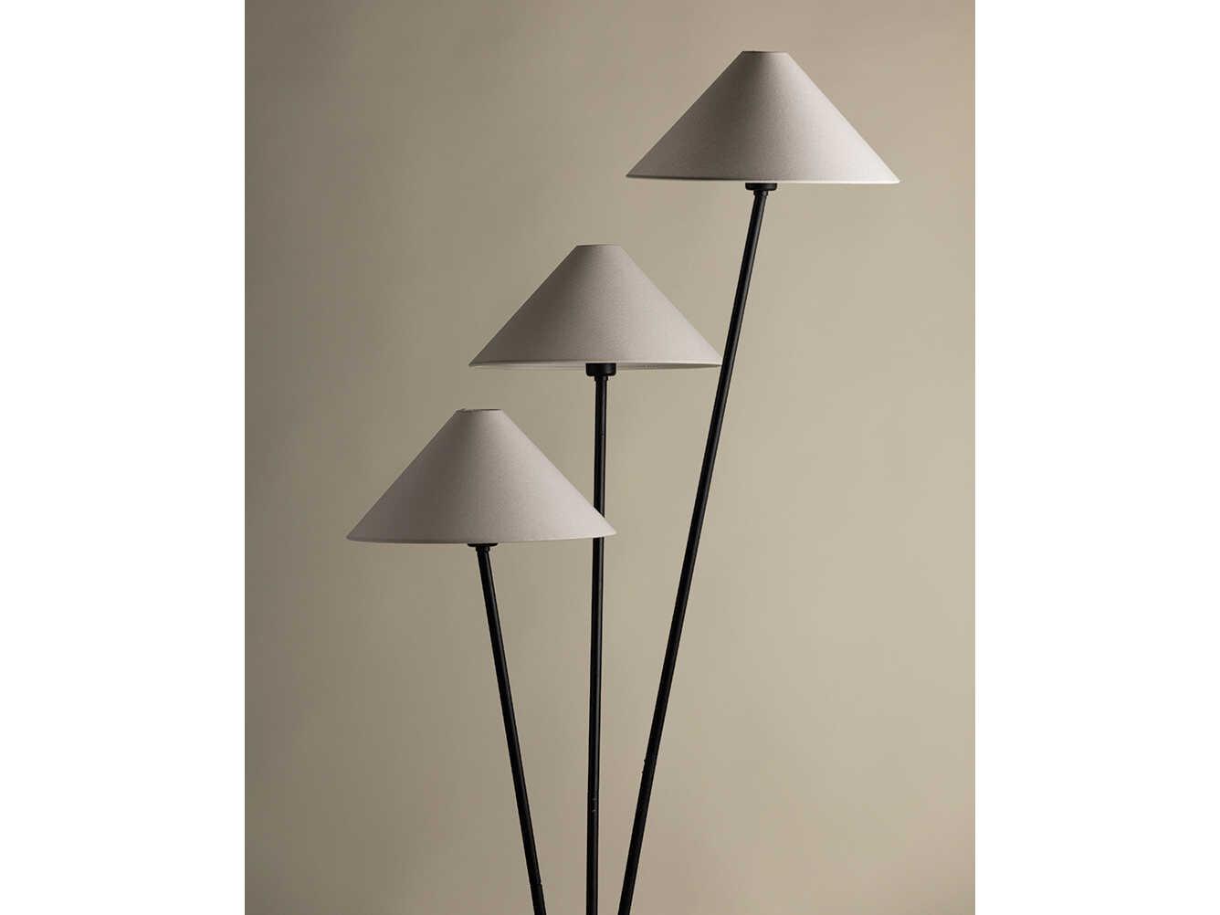 Troy Lighting Cedar Forged Iron Off White Linen Black Floor Lamp