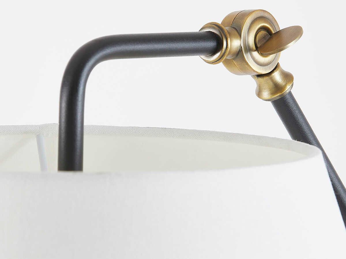 Troy Lighting Navin Patina Brass White Linen Black Floor Lamp