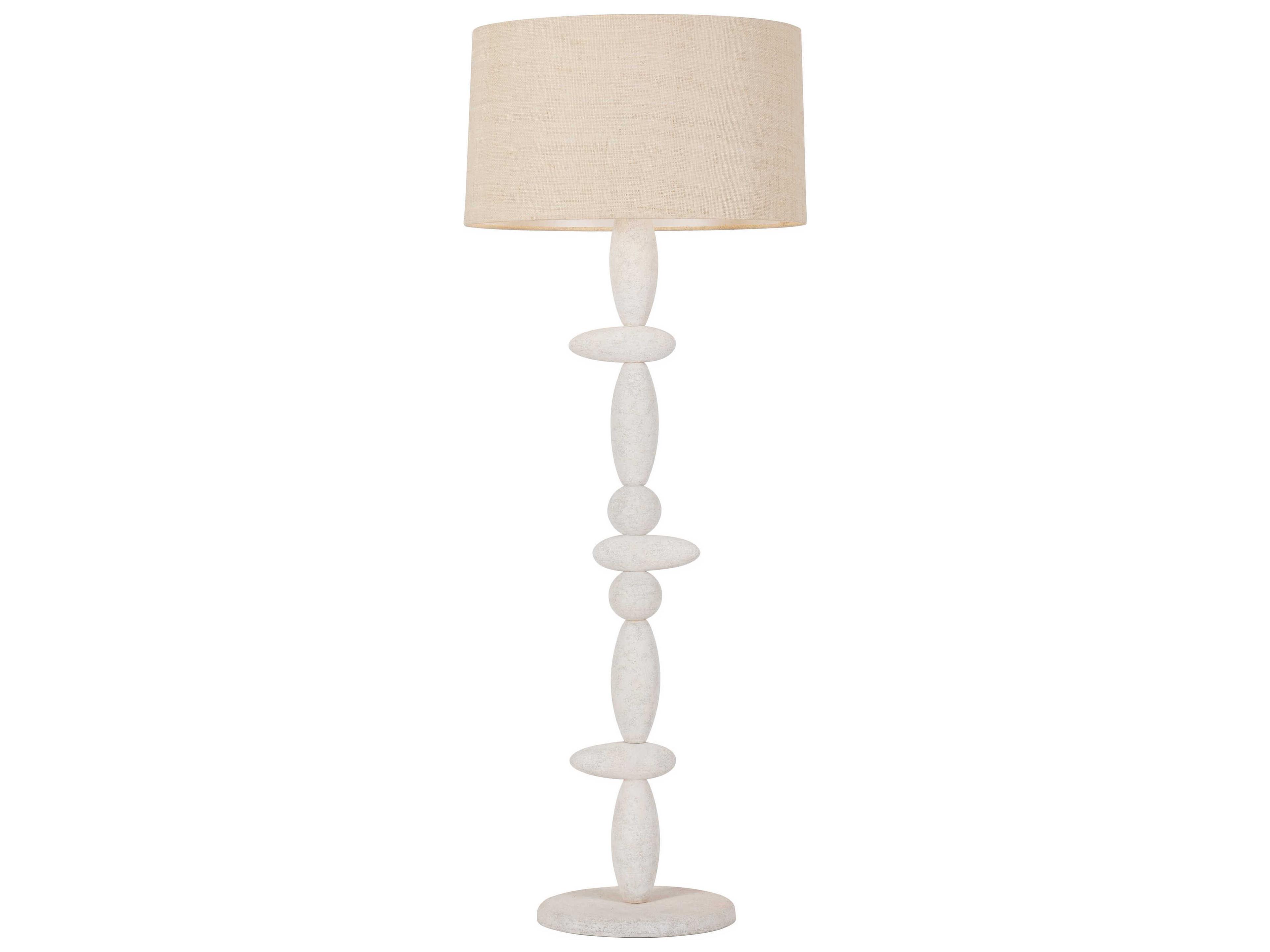 Troy Lighting Chandler Mclellan Cullen Vintage Gold Leaf Ceramic Gypsum Clay Natural Woven Saguran White Floor Lamp