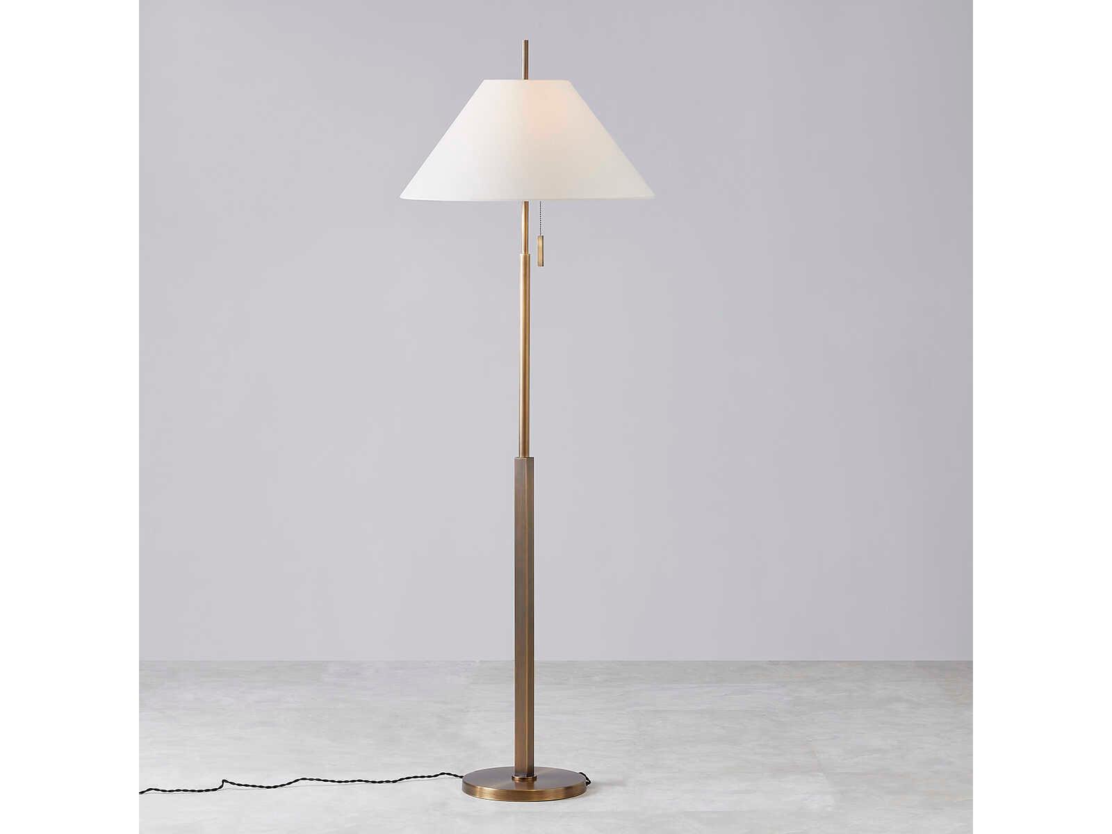 Troy Lighting Clic Patina Brass Linen Floor Lamp