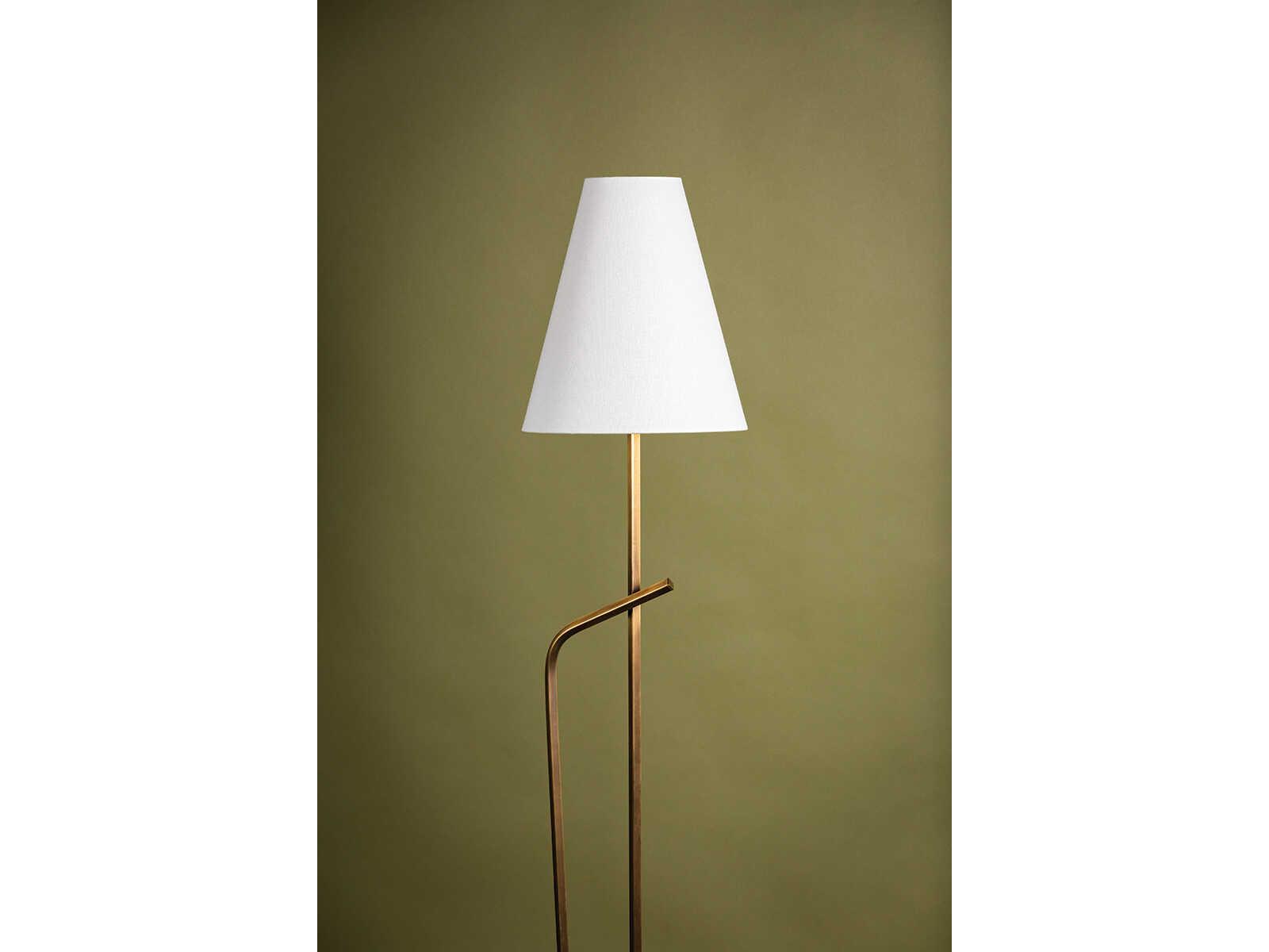 Troy Lighting Pearce Patina Brass Linen Floor Lamp
