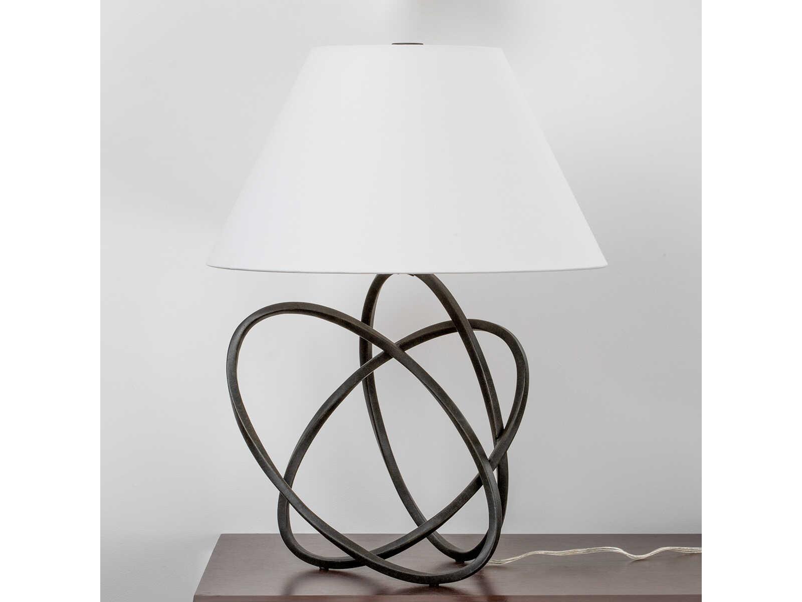 Troy Lighting Miles French Iron White Linen Gray Buffet Lamp