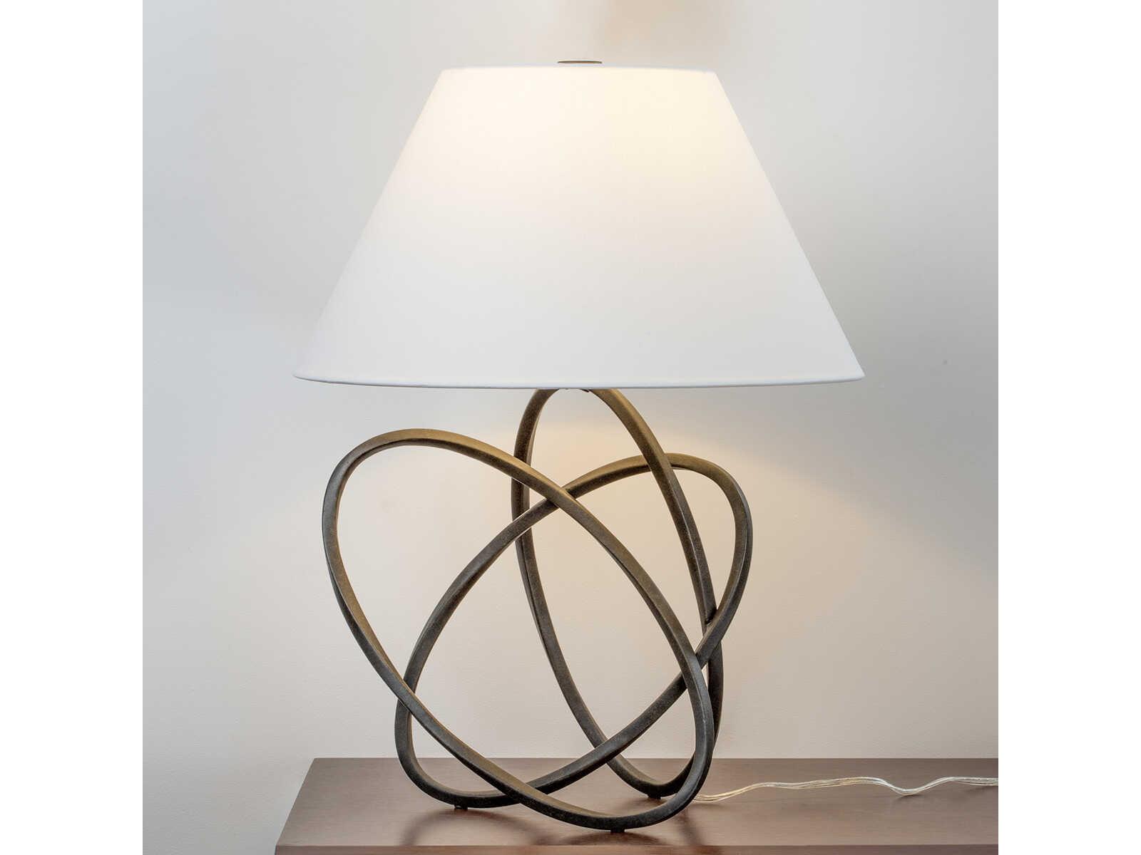 Troy Lighting Miles French Iron White Linen Gray Buffet Lamp