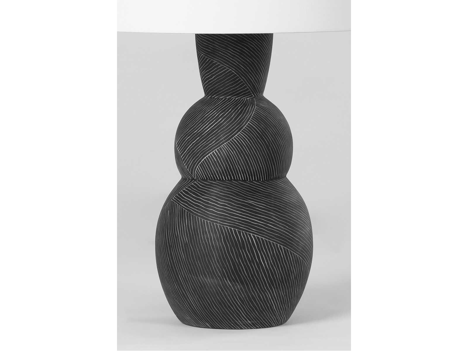 Troy Lighting Miles Ceramic Etched Black White Linen Buffet Lamp