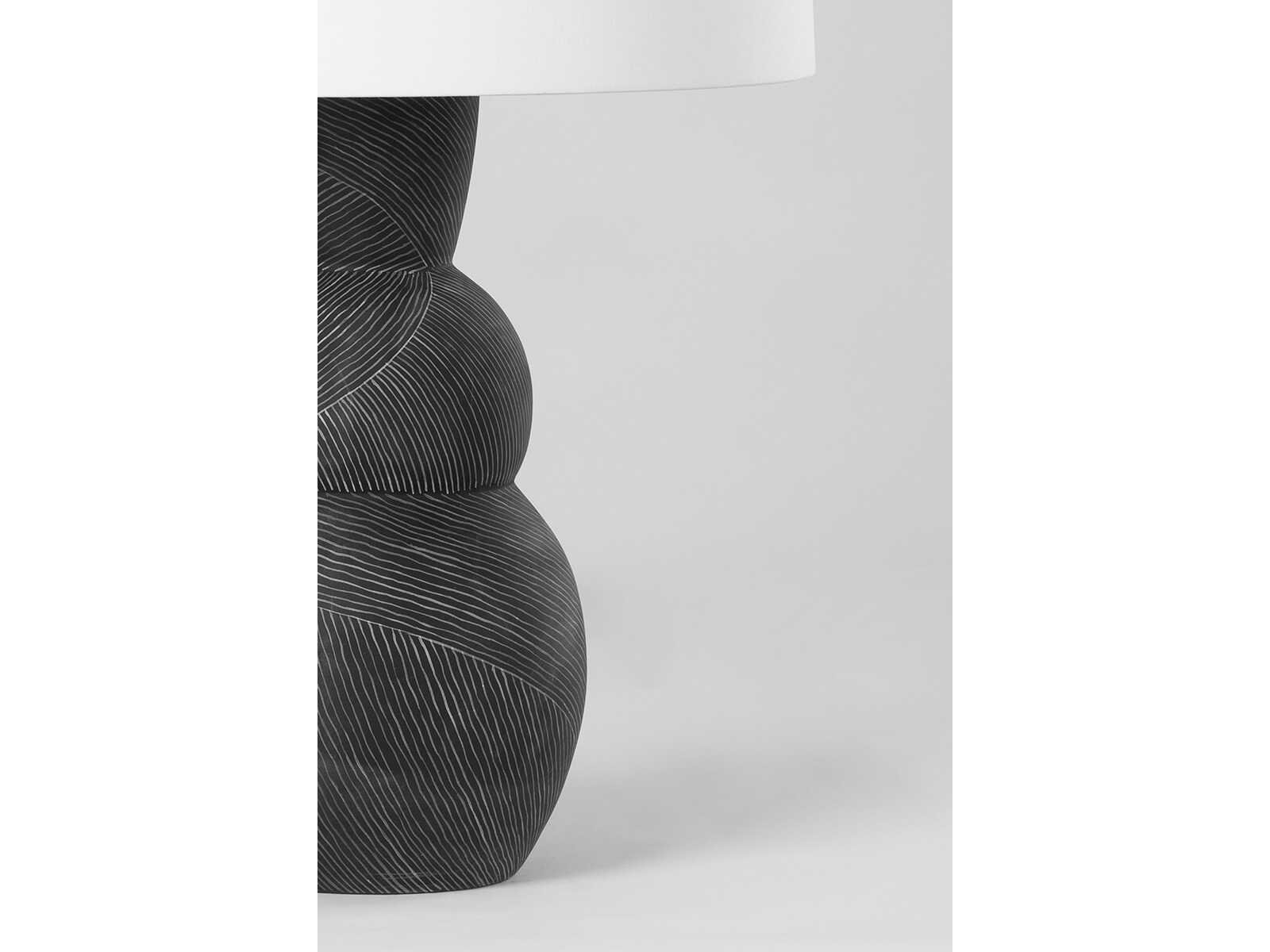 Troy Lighting Miles Ceramic Etched Black White Linen Buffet Lamp