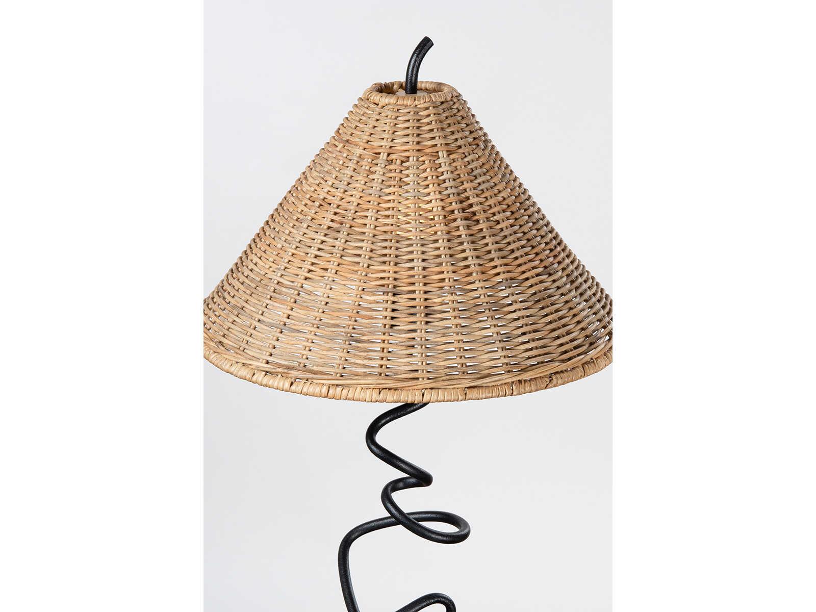 Troy Lighting Alaric Forged Iron Natural Rattan Black Buffet Lamp