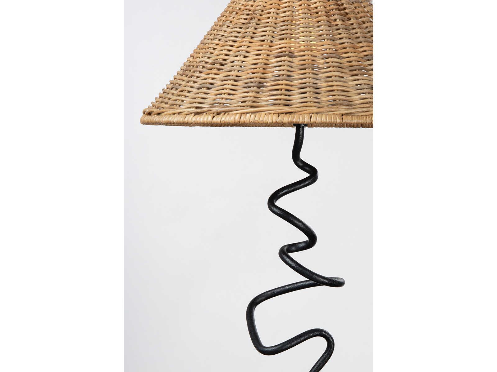 Troy Lighting Alaric Forged Iron Natural Rattan Black Buffet Lamp