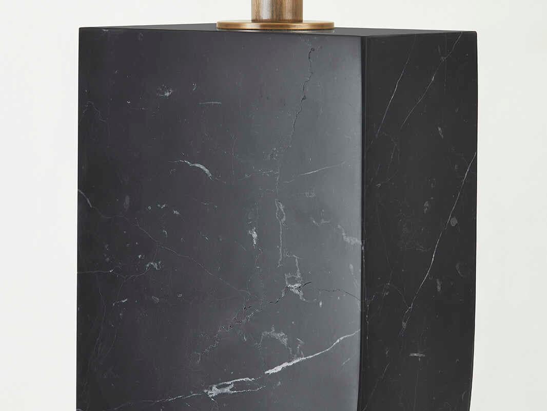 Troy Lighting Yellowstone Patina Brass Off White Linen Table Lamp