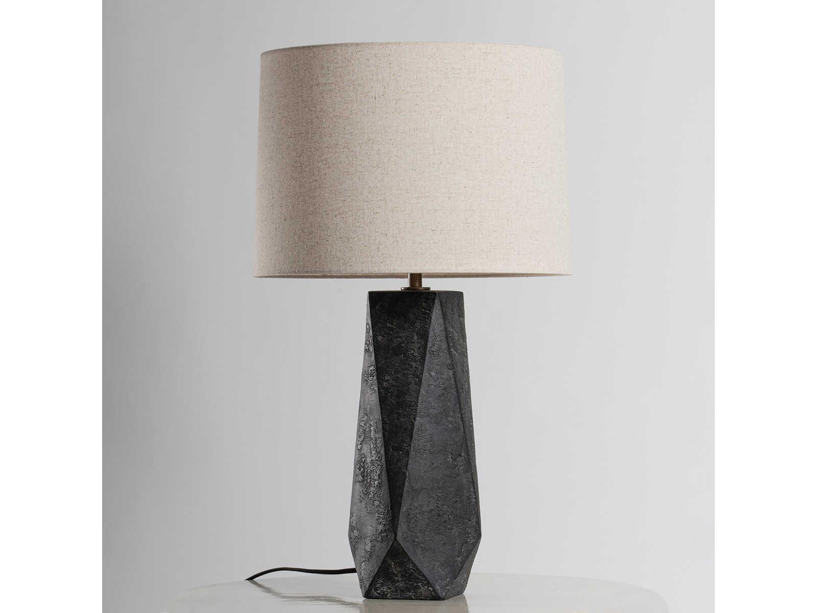 Troy Lighting Coronado Patina Brass Ceramic Ash Black Off White Linen Buffet Lamp