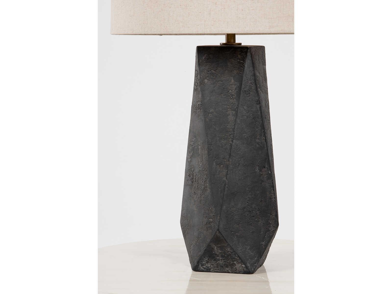 Troy Lighting Coronado Patina Brass Ceramic Ash Black Off White Linen Buffet Lamp