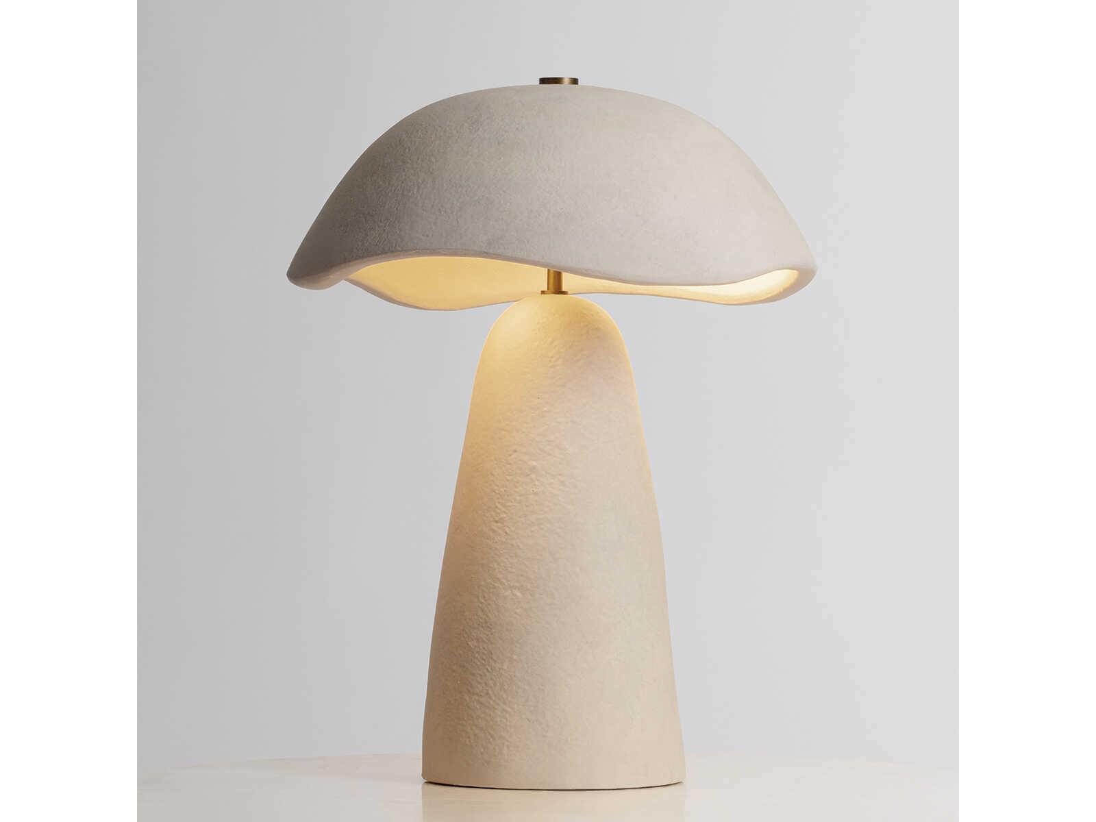 Troy Lighting Soloma Patina Brass Ceramic Artisan White Table Lamp