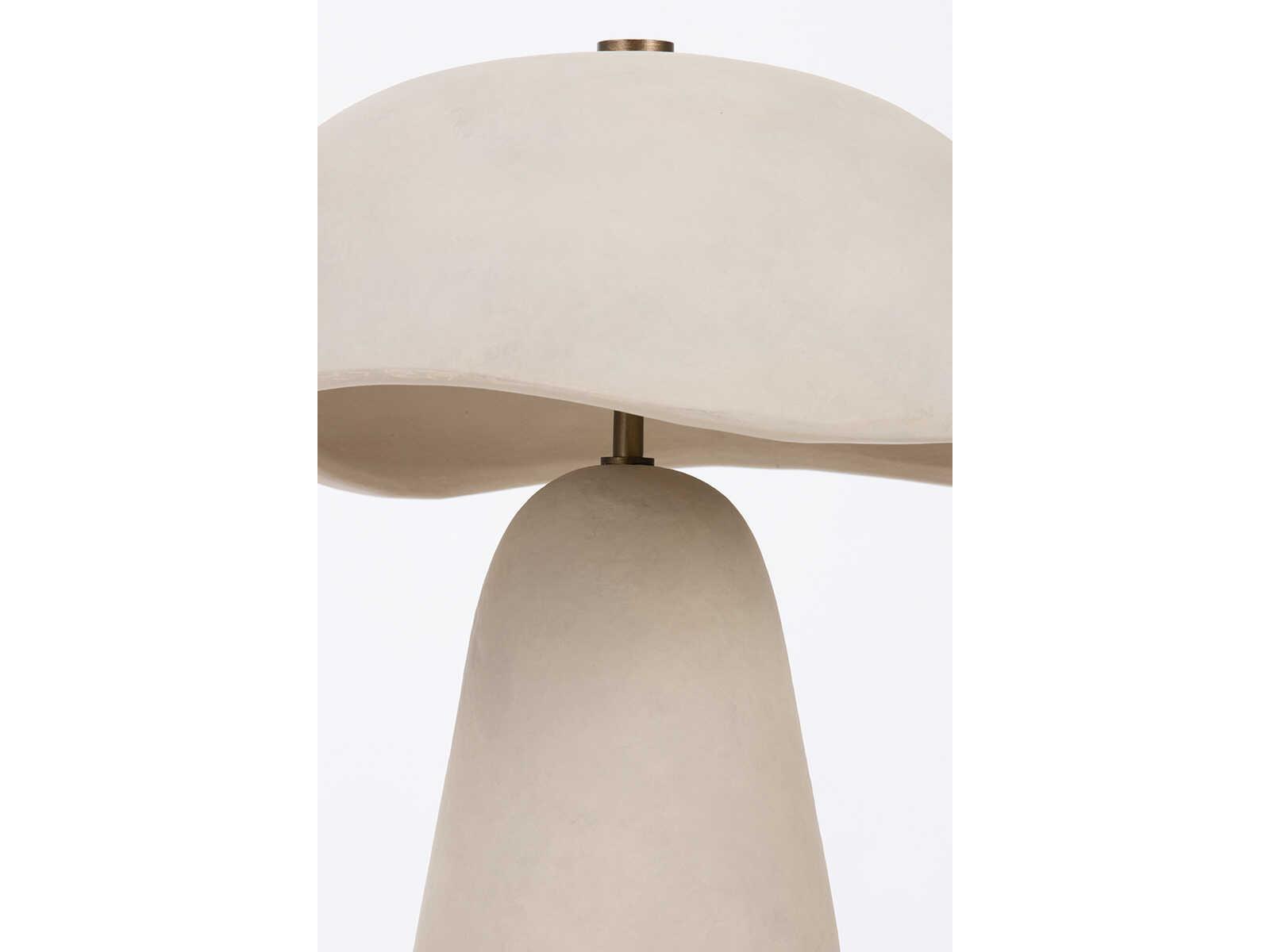 Troy Lighting Soloma Patina Brass Ceramic Artisan White Table Lamp