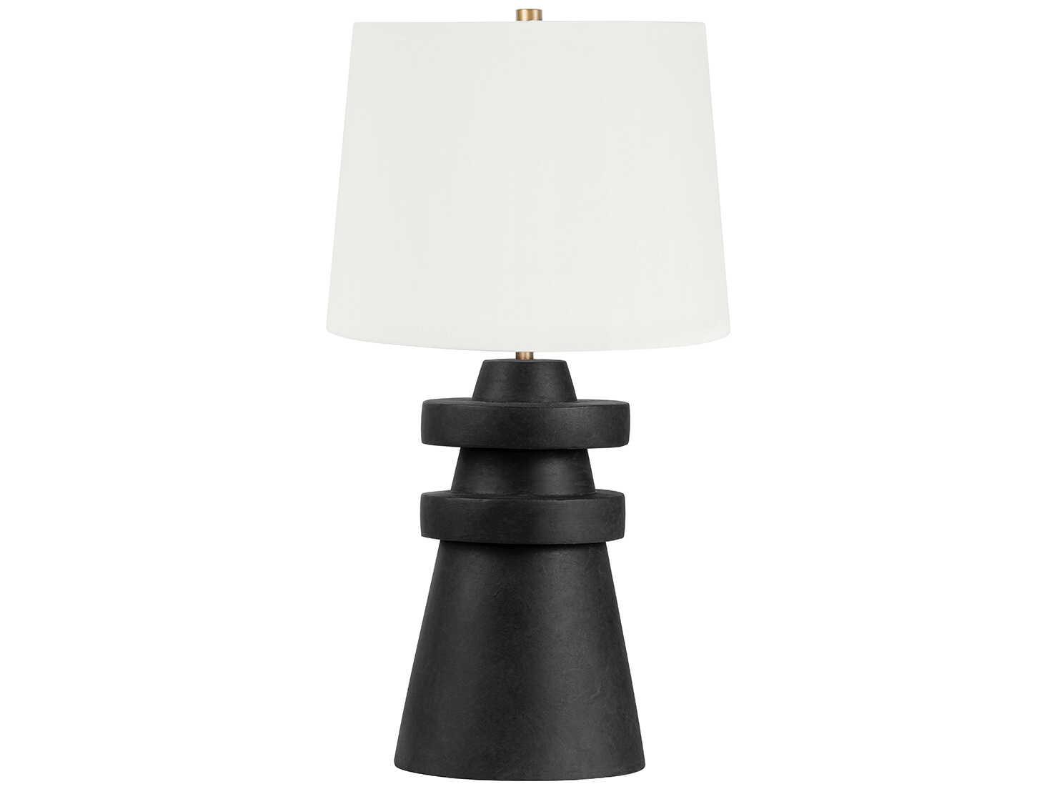 Troy Lighting Grover Patina Brass Off White Linen Buffet Lamp