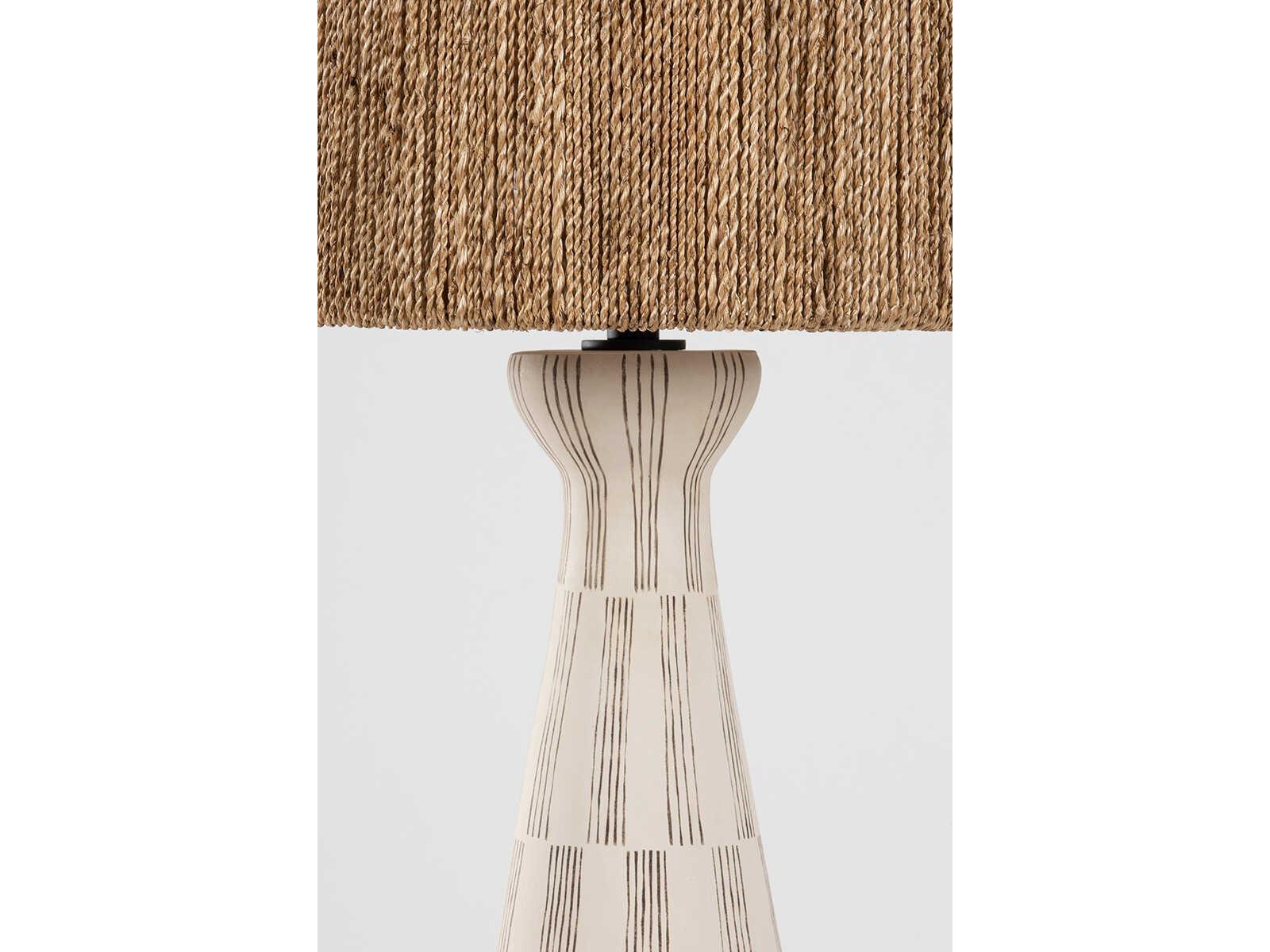 Troy Lighting Palma Patina Brass Ceramic Graphic White Natural String Silver Buffet Lamp