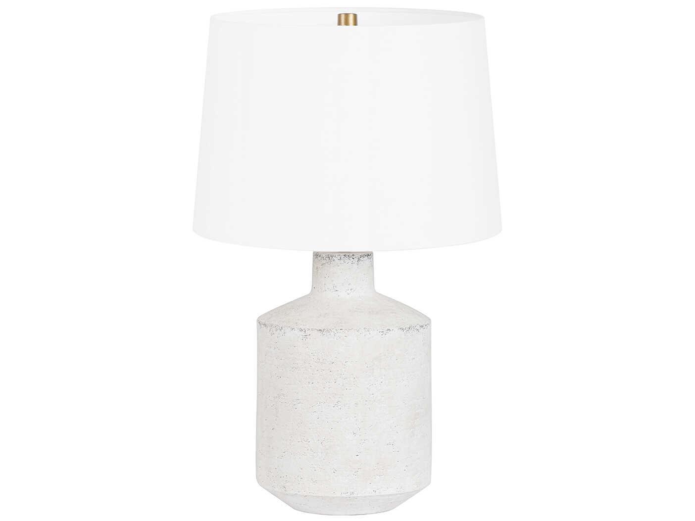 Troy Lighting Dallas Patina Brass White Linen Table Lamp