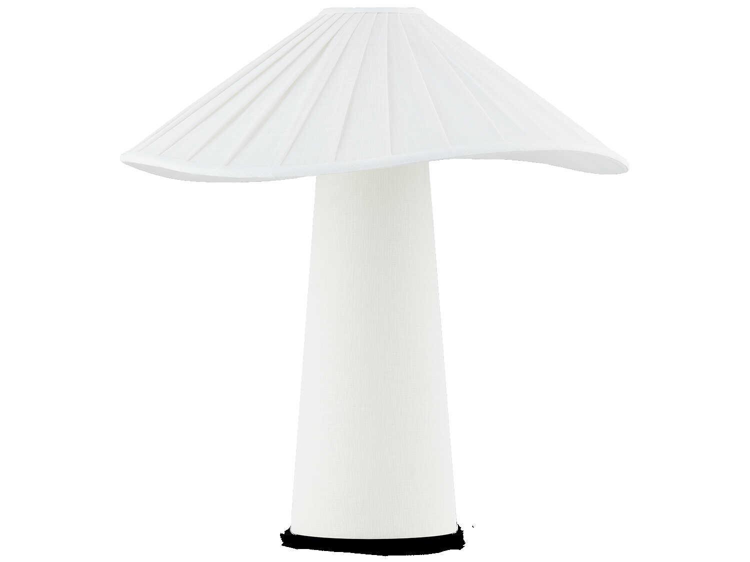 Troy Lighting Chanterelle Patina Brass Natural Linen Black Table Lamp