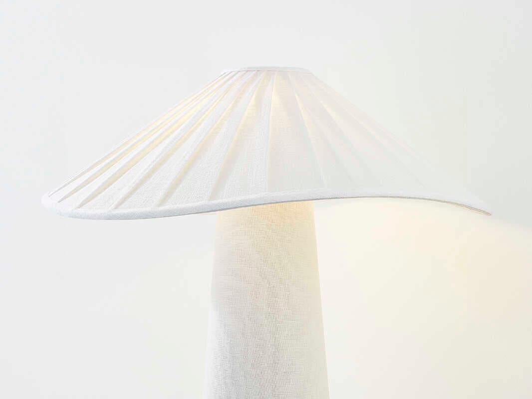 Troy Lighting Chanterelle Patina Brass Natural Linen Black Table Lamp