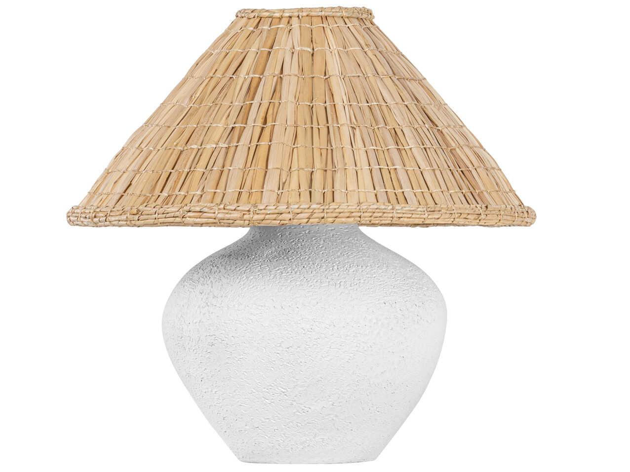 Troy Lighting Solon Patina Brass Natural Sea Grass White Table Lamp