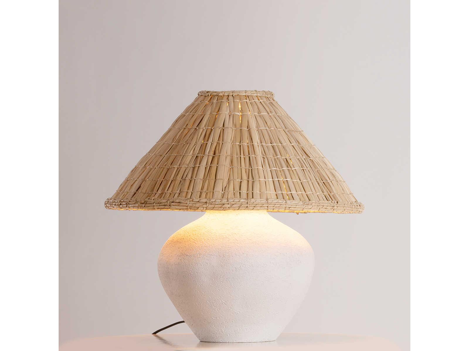 Troy Lighting Solon Patina Brass Natural Sea Grass White Table Lamp