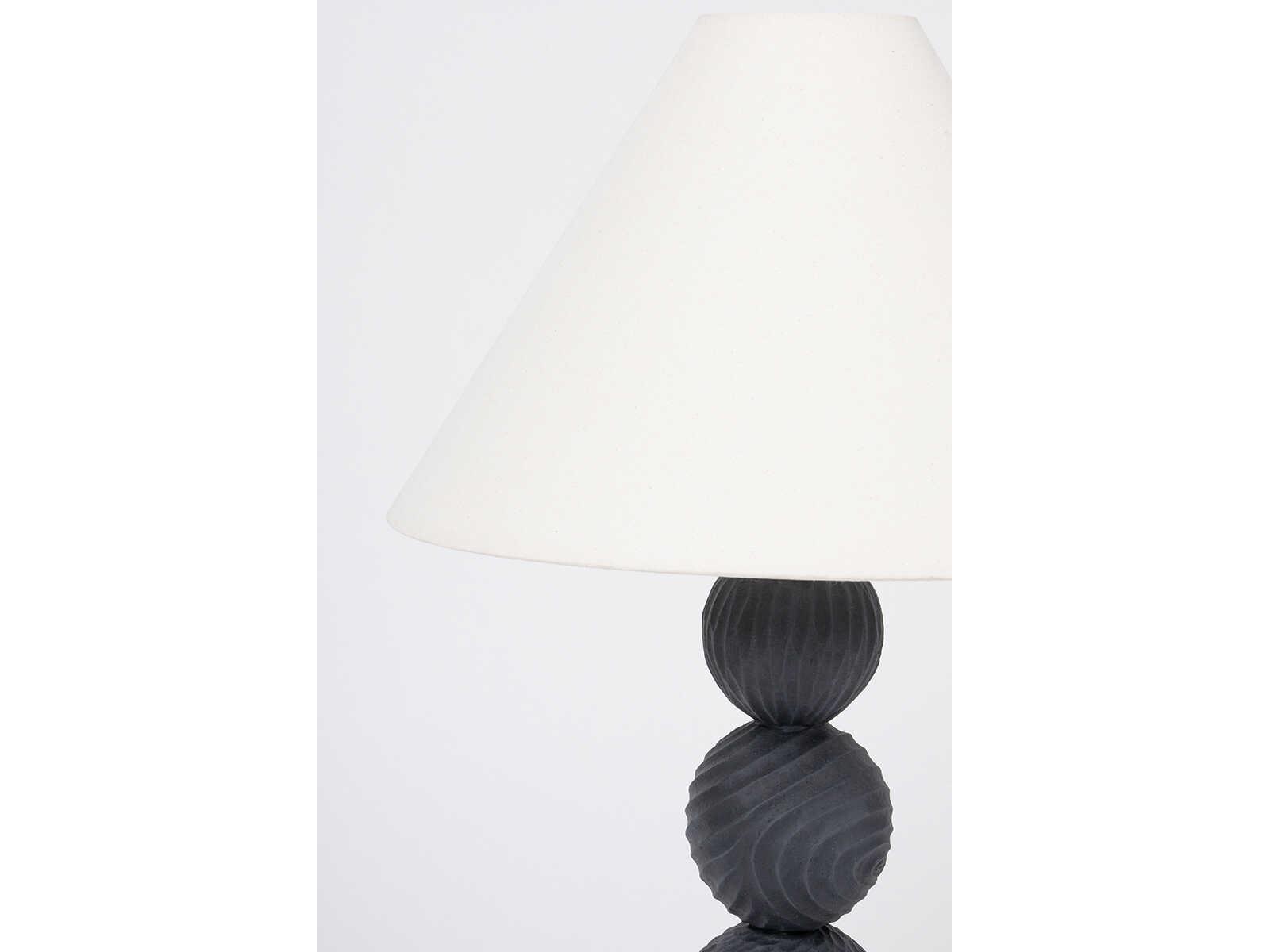 Troy Lighting Miela Forged Iron Ceramic Black Motif Off White Linen Buffet Lamp